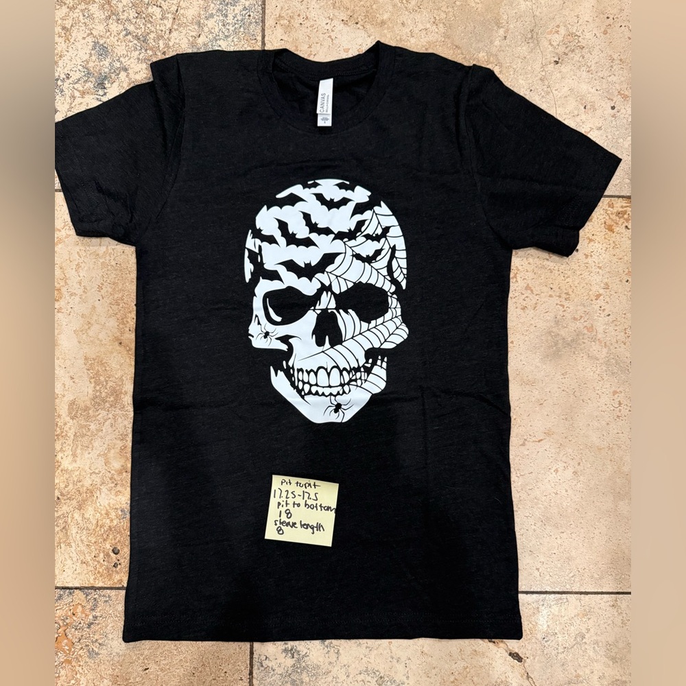 NEW NWT CVG Halloween Skull Bat Black soft T shirt Sz S. #workout #gym #fitness - Picture 5 of 6